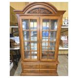 Oak Display Cabinet with Glass Shelves 2 Piece