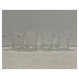4 Vintage style Athens pattern clear glass mugs