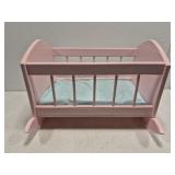 Wooden  baby doll light pink rocker
