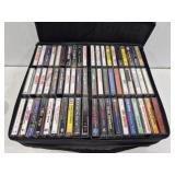 Vintage cassette tapes in black case