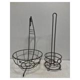 Lot of 2 - wire fruit basket & tissue paper holder