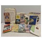 Vintage lot of road maps & more