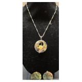 Lee Sands 19' mosaic necklace and earrings