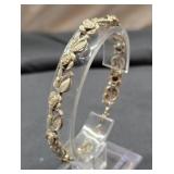 Vintage sterling silver rose leaf 7' bracelet