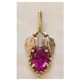 10k Rose & Yellow Gold Pendant w Ruby Stone