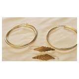 10k Yellow Gold Hoop & Leaf Earrings 4.66 g