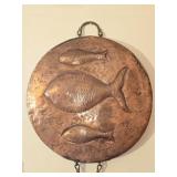 Large Vintage Copper Triple Fish Wall Decor