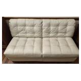 White leather love seat