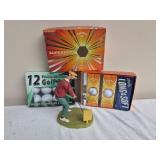 Golf lot of balls & figurine