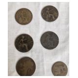 Great Britain large pennies 1918 1897 1891 1886