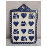 Vtg white and blue ceramic wall plaque