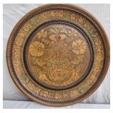 Hand carved wooden decorative plate