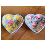 Hand Painted Italian Made Floral Heart Bowls