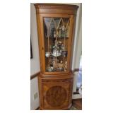 Vintage English mahogany corner display cabinet