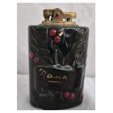 Vintage black ceramic table lighter