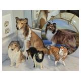 Lot of Ceramic Border Collie Dogs & Plate