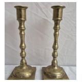 Set of brass candle holders