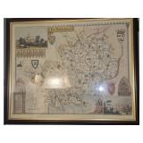 Framed Bertfordshire Print of Map