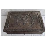 Vintage wooden box intricate hand carved details