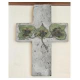 Concrete Cross with Leaves