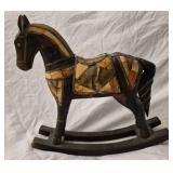 Vintage hand-carved wooden rocking horse