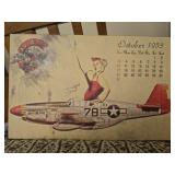 Print on canvas of a October 1953 calendar