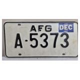1987 Afghanistan license plate.