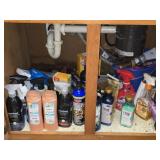 Cabinet Lot of Misc Cleaners Shampoos Conditioners