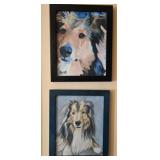 Lot of 2 Handmade Paintings of Dogs