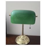 Green glass metal lamp