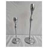 2 vintage pewter candle holders