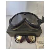 Aviator Goggles and Batman sunglasses