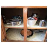 Cabinet Lot of Cookware Pans Bowls Etc