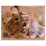 Estate Lot of Dolls Teddy Bears Dog Etc