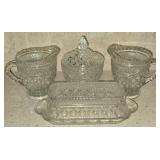 4 pcs American Fostoria Glass Cream & Sugar Butter