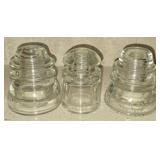 Lot of 3 Clear Glass Insulators