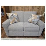 Grey color love seat with electronic foot rest
