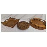 Lot of 2 lazy suzans & 1 wooden tray
