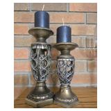 Pair of metal candle holders