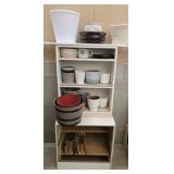 Wood cabinet and many planters