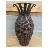 Wicker and metal vase