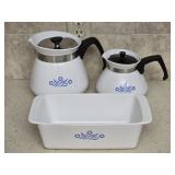 Set of 3 Corning Ware Pitchers & Casserole Dish