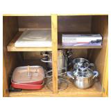 Cabinet of Misc Cookware Cutting Boards Etc