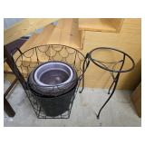 Estate lot of metal pieces and plastic planters