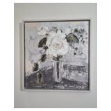 Canvas painting of a white rose