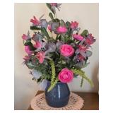 Hyalyn USA Ceramic Vase w Faux Flowers
