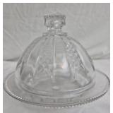 Vtg pressed glass butter dish