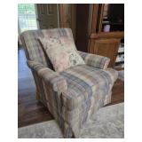Plaid pattern upholstered chair