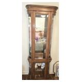Vintage Beveled Glass Lighted Cabinet w 2 Doors