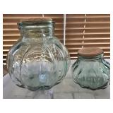 Lot of 2 Glass jars with cork tops